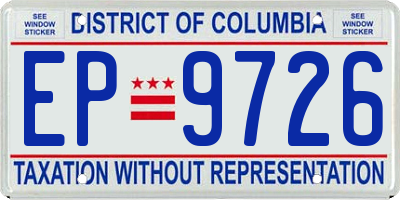 DC license plate EP9726