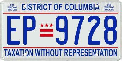 DC license plate EP9728
