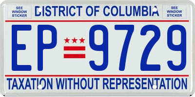 DC license plate EP9729