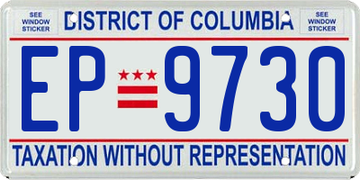 DC license plate EP9730