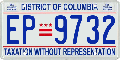 DC license plate EP9732