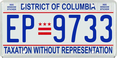 DC license plate EP9733