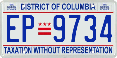 DC license plate EP9734