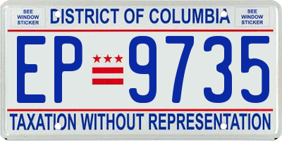 DC license plate EP9735