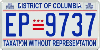 DC license plate EP9737