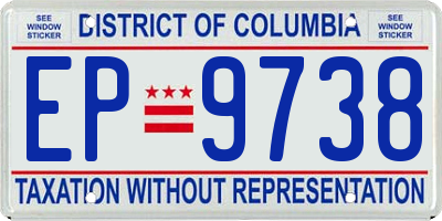 DC license plate EP9738