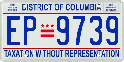 DC license plate EP9739