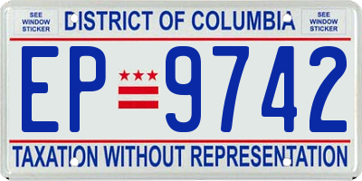 DC license plate EP9742