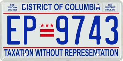 DC license plate EP9743