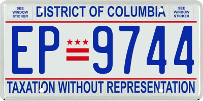 DC license plate EP9744