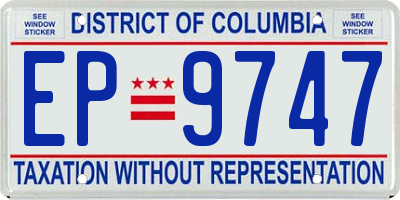 DC license plate EP9747