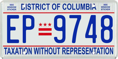 DC license plate EP9748