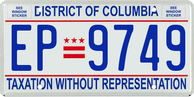 DC license plate EP9749