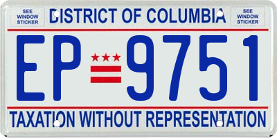 DC license plate EP9751