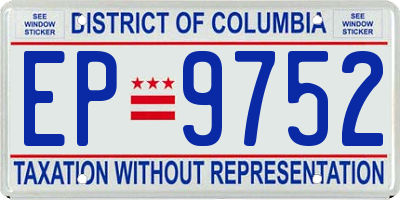 DC license plate EP9752