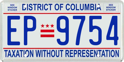 DC license plate EP9754