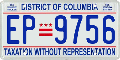 DC license plate EP9756