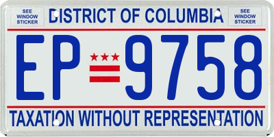 DC license plate EP9758