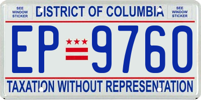 DC license plate EP9760