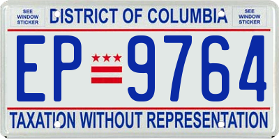 DC license plate EP9764