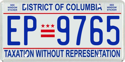 DC license plate EP9765