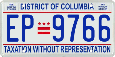 DC license plate EP9766