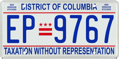 DC license plate EP9767