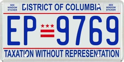DC license plate EP9769