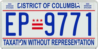 DC license plate EP9771