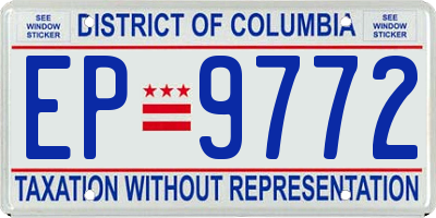 DC license plate EP9772