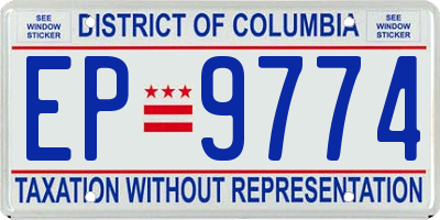 DC license plate EP9774