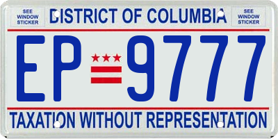 DC license plate EP9777