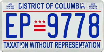 DC license plate EP9778