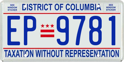 DC license plate EP9781