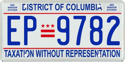 DC license plate EP9782