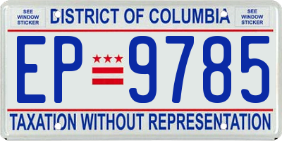 DC license plate EP9785