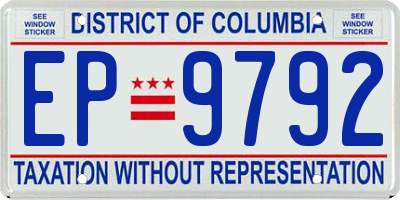 DC license plate EP9792