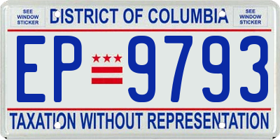 DC license plate EP9793