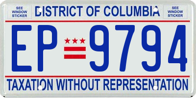 DC license plate EP9794