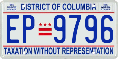 DC license plate EP9796