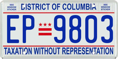 DC license plate EP9803