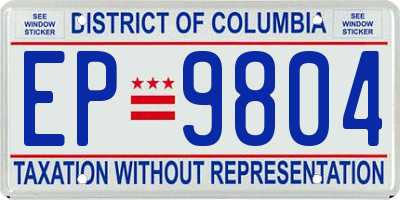 DC license plate EP9804
