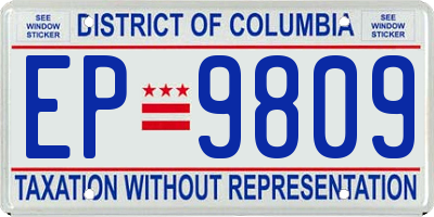 DC license plate EP9809
