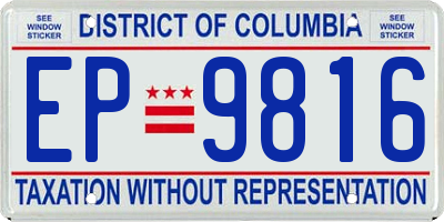 DC license plate EP9816