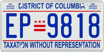 DC license plate EP9818