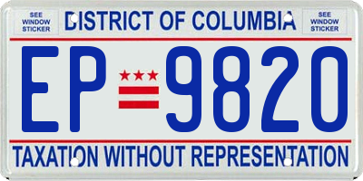 DC license plate EP9820