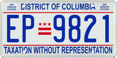 DC license plate EP9821