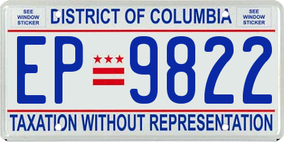 DC license plate EP9822