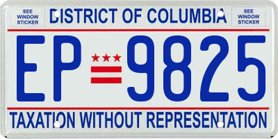 DC license plate EP9825