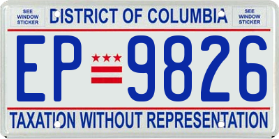 DC license plate EP9826